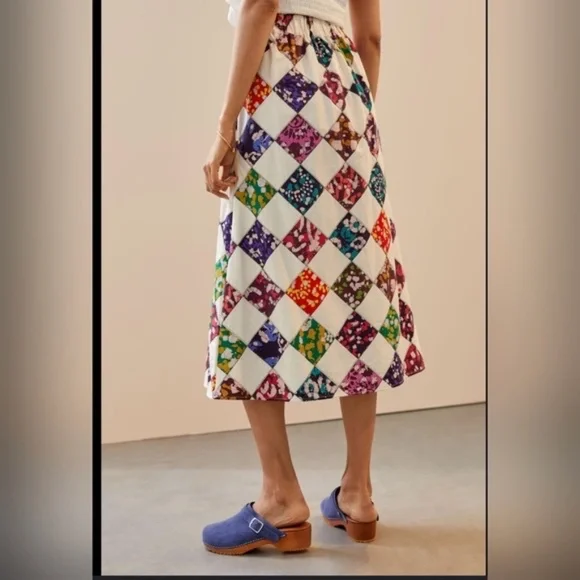 Tiny for Anthropologie patchwork midi skirt size large NWT - worn on tv